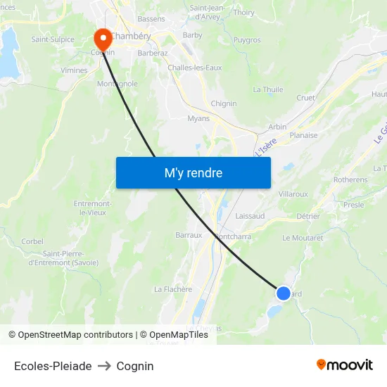 Ecoles-Pleiade to Cognin map