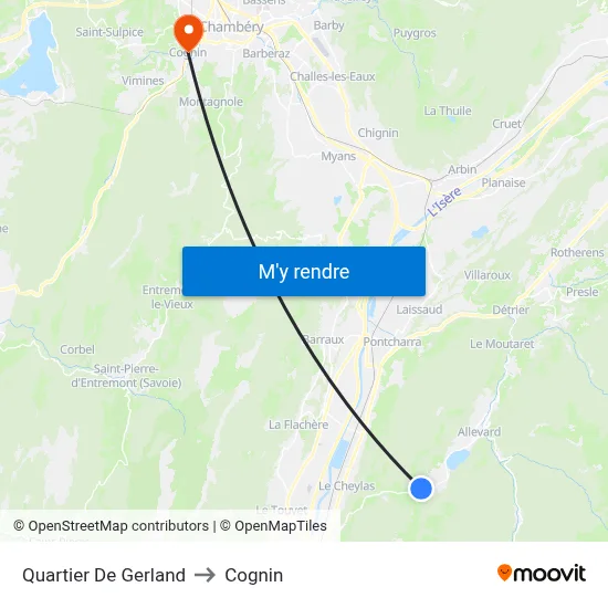 Quartier De Gerland to Cognin map