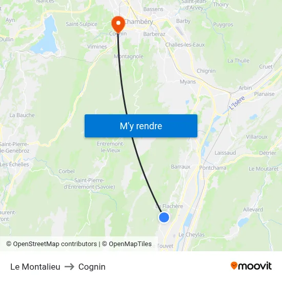 Le Montalieu to Cognin map