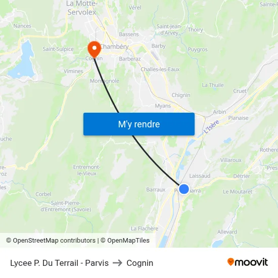 Lycee P. Du Terrail - Parvis to Cognin map