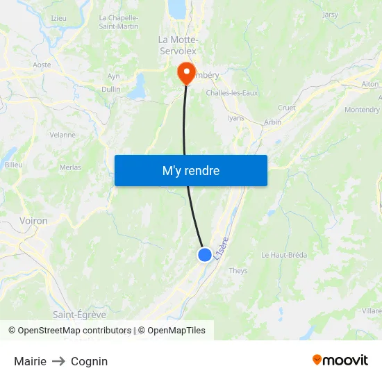 Mairie to Cognin map