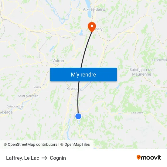 Laffrey, Le Lac to Cognin map