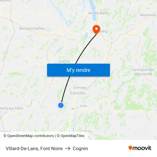 Villard-De-Lans, Font Noire to Cognin map