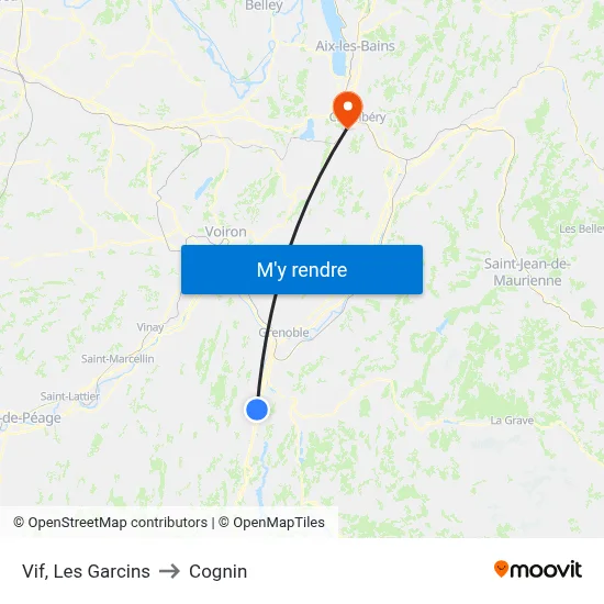 Vif, Les Garcins to Cognin map