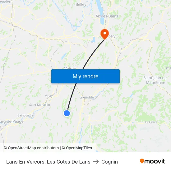 Lans-En-Vercors, Les Cotes De Lans to Cognin map