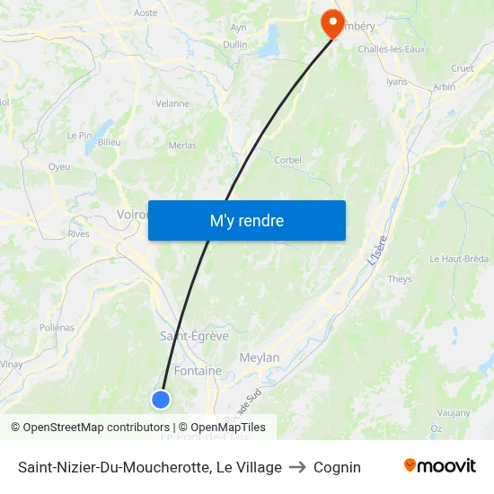 Saint-Nizier-Du-Moucherotte, Le Village to Cognin map