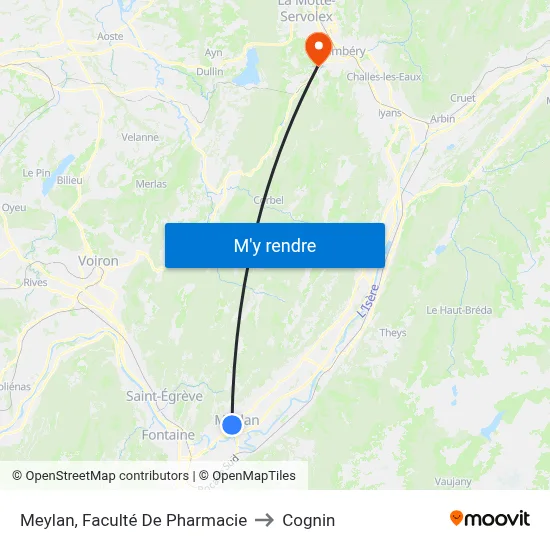 Meylan, Faculté De Pharmacie to Cognin map