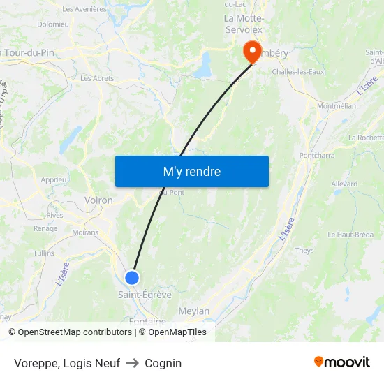 Voreppe, Logis Neuf to Cognin map