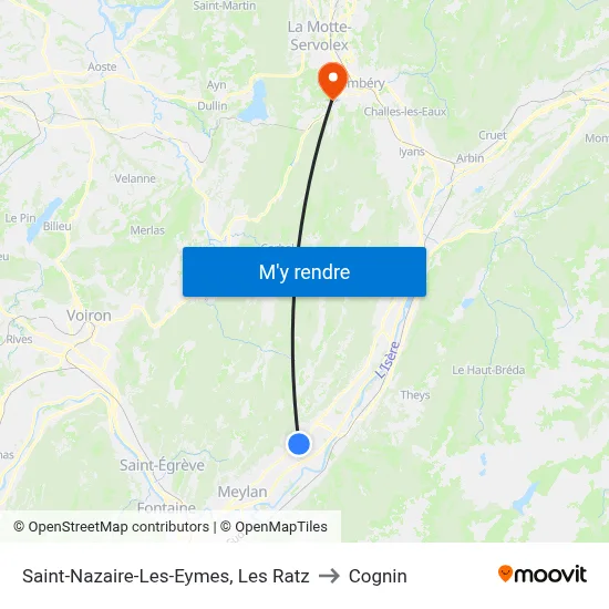 Saint-Nazaire-Les-Eymes, Les Ratz to Cognin map