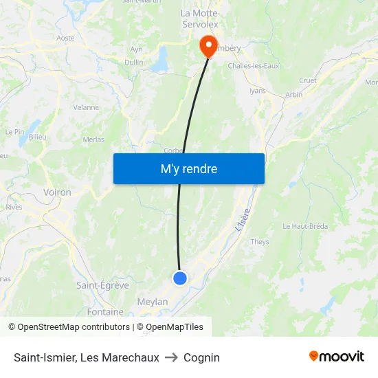 Saint-Ismier, Les Marechaux to Cognin map