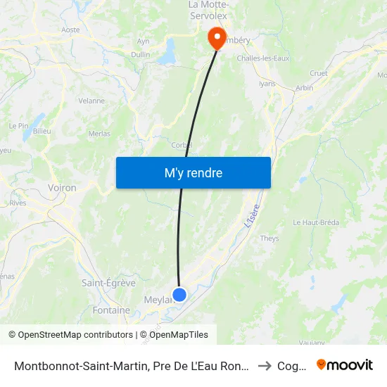 Montbonnot-Saint-Martin, Pre De L'Eau Rond Point to Cognin map
