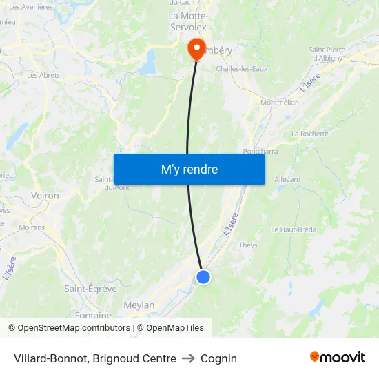 Villard-Bonnot, Brignoud Centre to Cognin map