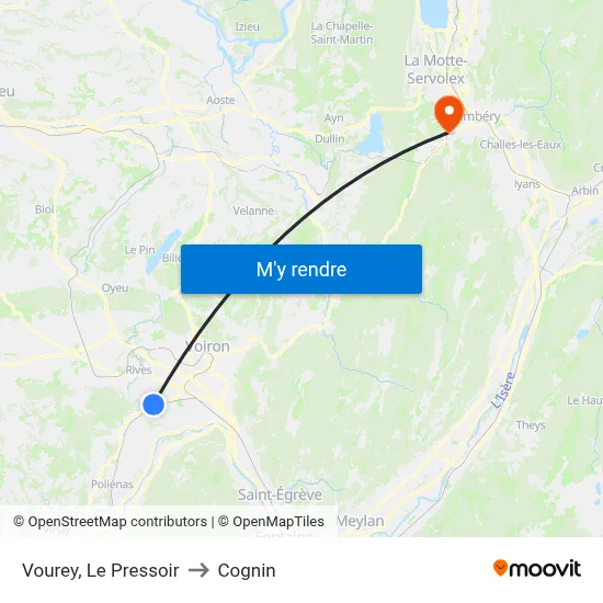 Vourey, Le Pressoir to Cognin map