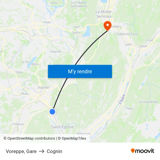 Voreppe, Gare to Cognin map