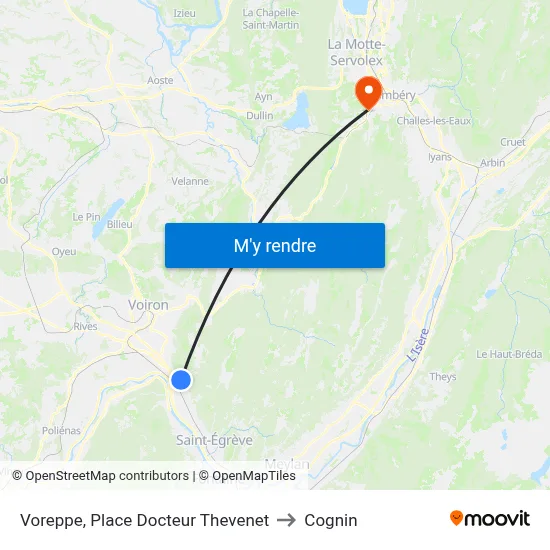 Voreppe, Place Docteur Thevenet to Cognin map