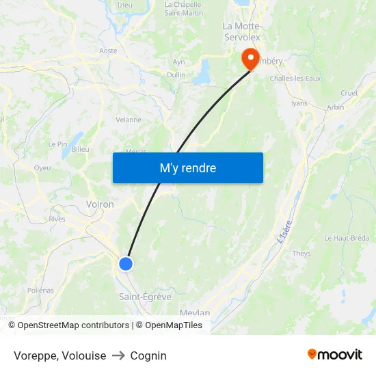 Voreppe, Volouise to Cognin map