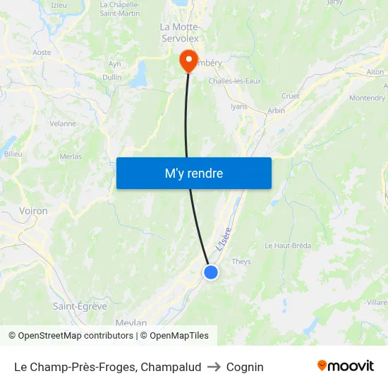 Le Champ-Près-Froges, Champalud to Cognin map