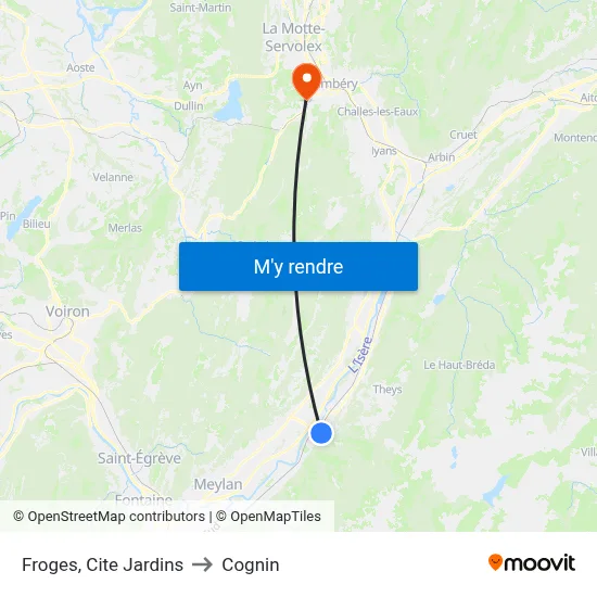 Froges, Cite Jardins to Cognin map