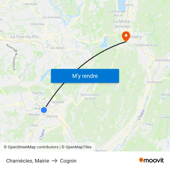 Charnècles, Mairie to Cognin map