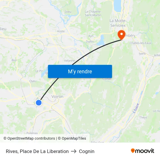 Rives, Place De La Liberation to Cognin map