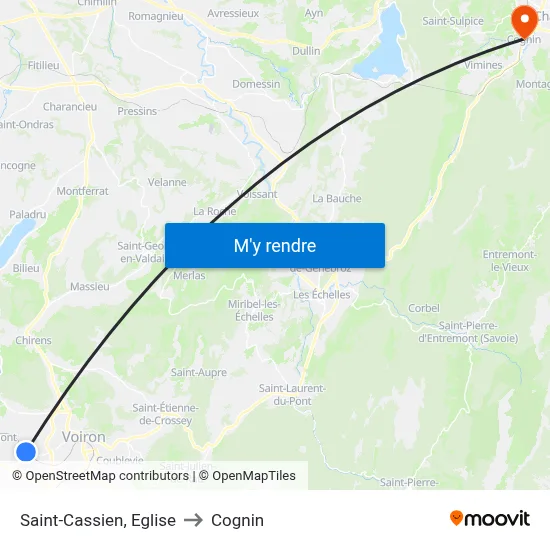 Saint-Cassien, Eglise to Cognin map
