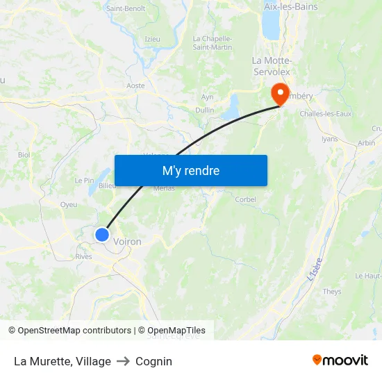 La Murette, Village to Cognin map