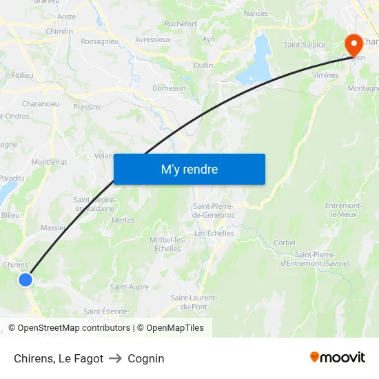 Chirens, Le Fagot to Cognin map
