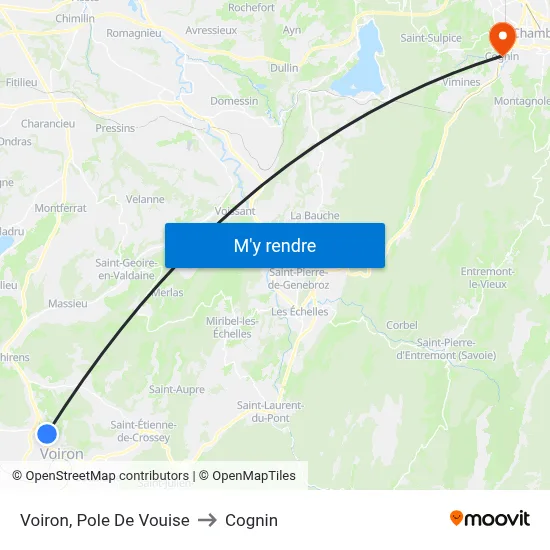 Voiron, Pole De Vouise to Cognin map