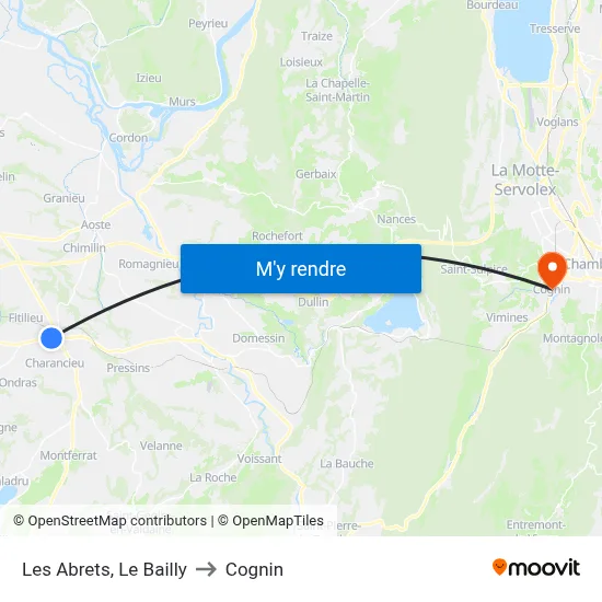 Les Abrets, Le Bailly to Cognin map