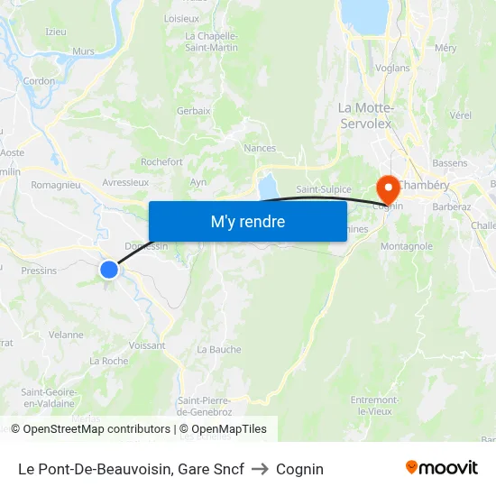 Le Pont-De-Beauvoisin, Gare Sncf to Cognin map