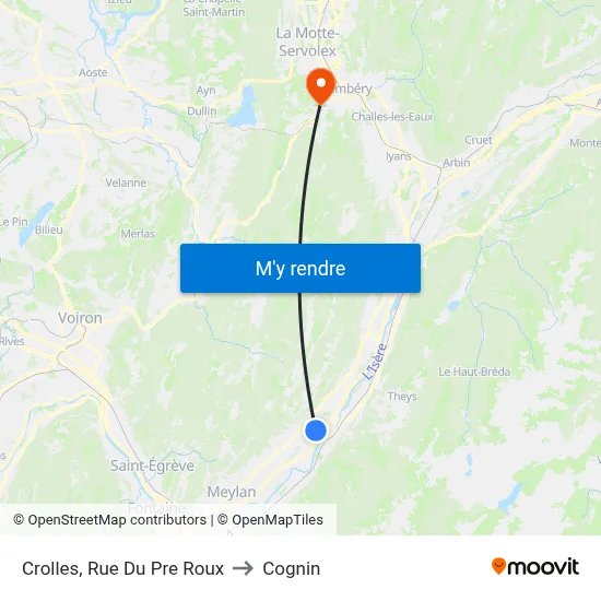 Crolles, Rue Du Pre Roux to Cognin map