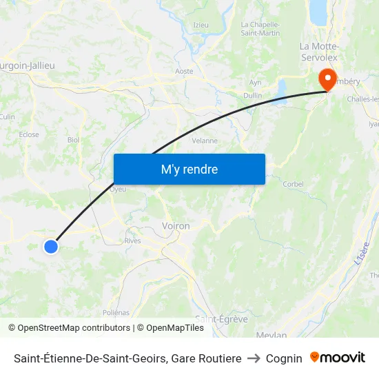 Saint-Étienne-De-Saint-Geoirs, Gare Routiere to Cognin map
