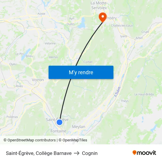 Saint-Égrève, Collège Barnave to Cognin map