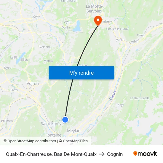 Quaix-En-Chartreuse, Bas De Mont-Quaix to Cognin map