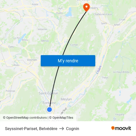 Seyssinet-Pariset, Belvédère to Cognin map