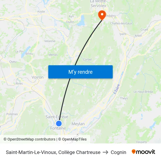 Saint-Martin-Le-Vinoux, Collège Chartreuse to Cognin map