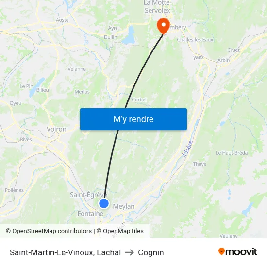 Saint-Martin-Le-Vinoux, Lachal to Cognin map