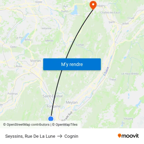 Seyssins, Rue De La Lune to Cognin map