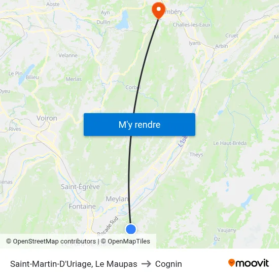 Saint-Martin-D'Uriage, Le Maupas to Cognin map
