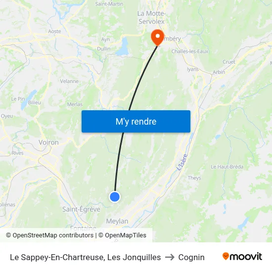 Le Sappey-En-Chartreuse, Les Jonquilles to Cognin map