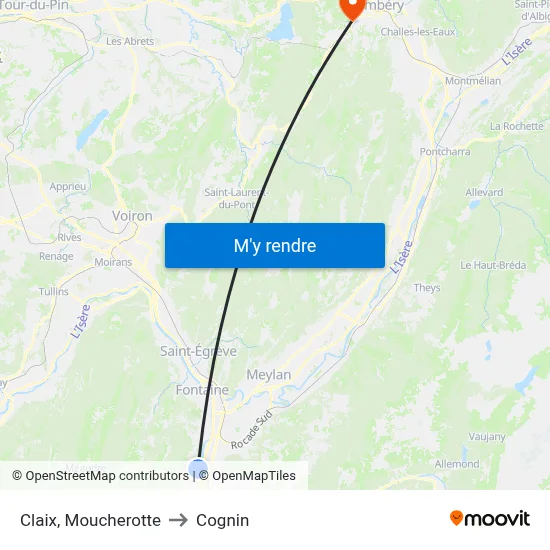Claix, Moucherotte to Cognin map