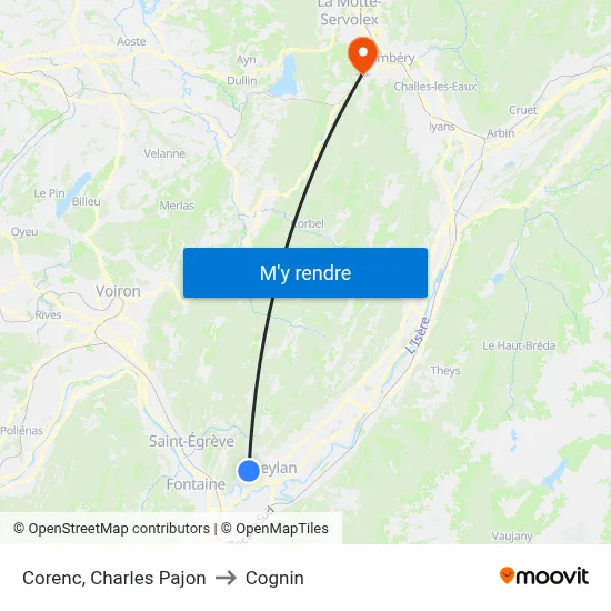Corenc, Charles Pajon to Cognin map