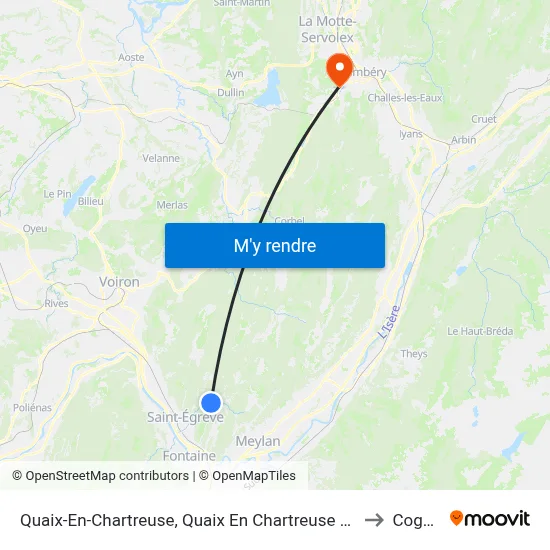 Quaix-En-Chartreuse, Quaix En Chartreuse Place to Cognin map