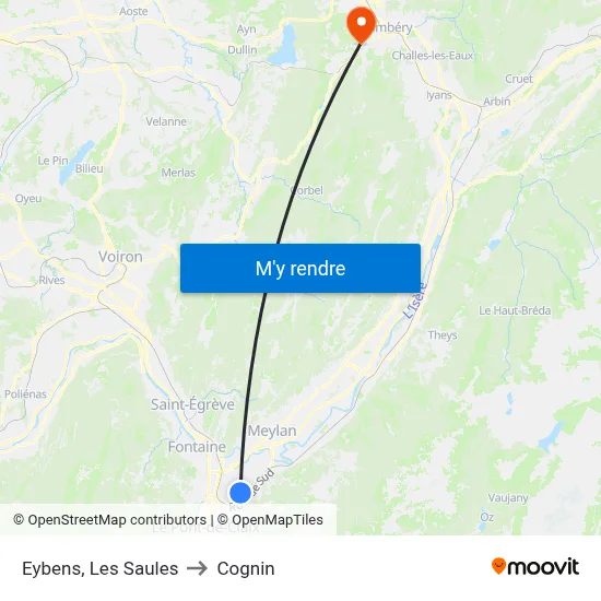 Eybens, Les Saules to Cognin map