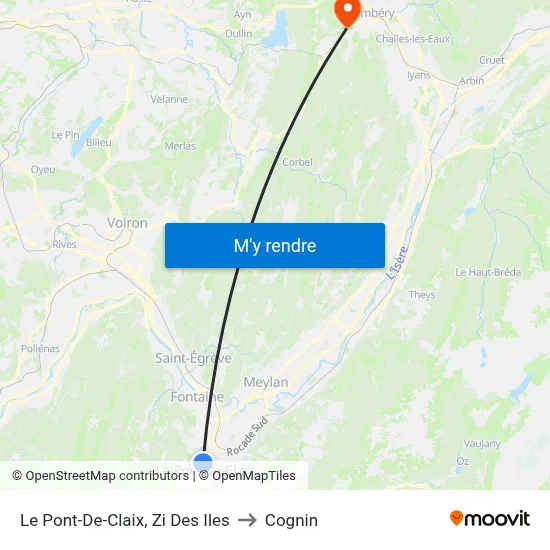 Le Pont-De-Claix, Zi Des Iles to Cognin map