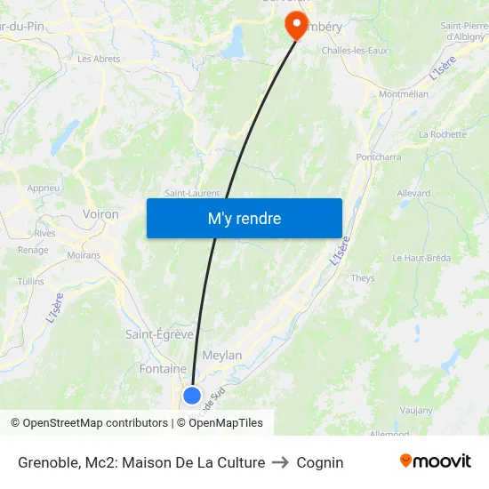 Grenoble, Mc2: Maison De La Culture to Cognin map