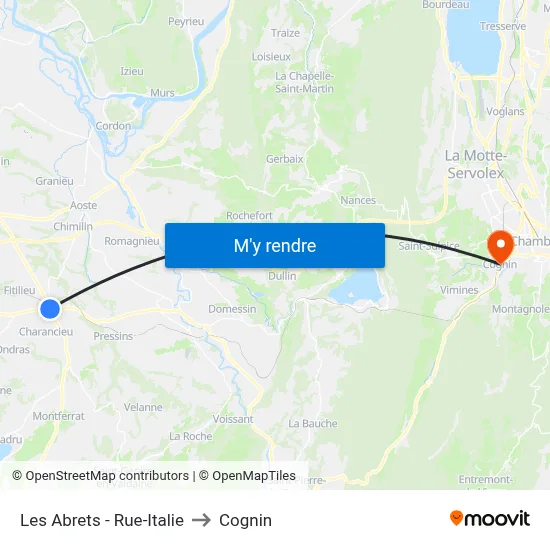 Les Abrets - Rue-Italie to Cognin map