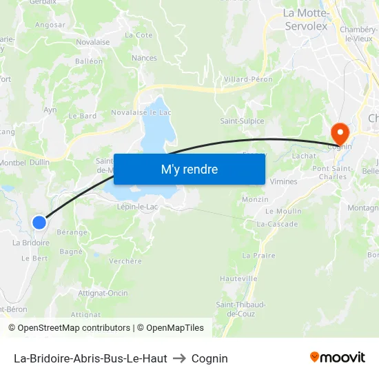 La-Bridoire-Abris-Bus-Le-Haut to Cognin map