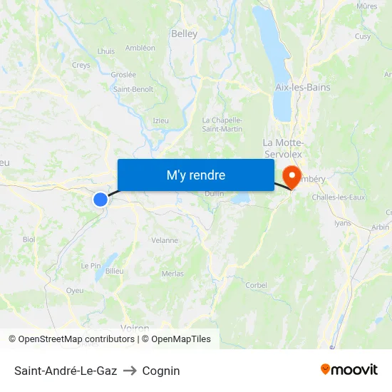 Saint-André-Le-Gaz to Cognin map
