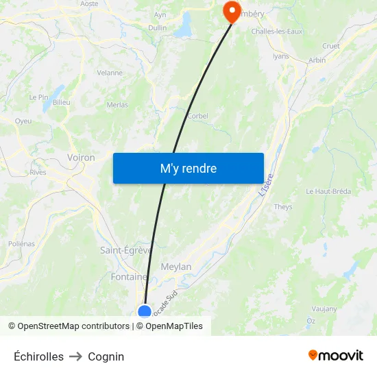 Échirolles to Cognin map